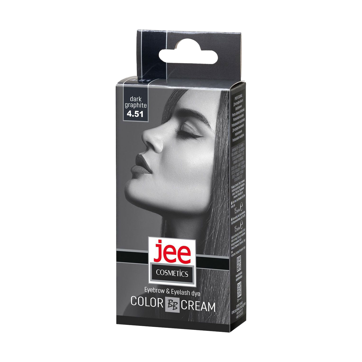 Уцінка! Крем-фарба для брів та вій Jee Cosmetics Eyebrow &amp; Eyelash Dye Color Cream 4.51 Темно-графітовий, 15 мл